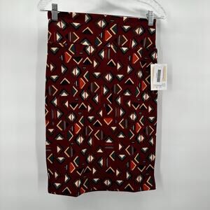 Lularoe Skirt Womens XS Red Geometric Southwestern Pencil Stretch Pull on Cassie
